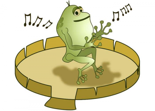 Лягушка танцует на кувшинке, рисунок иллюстрация